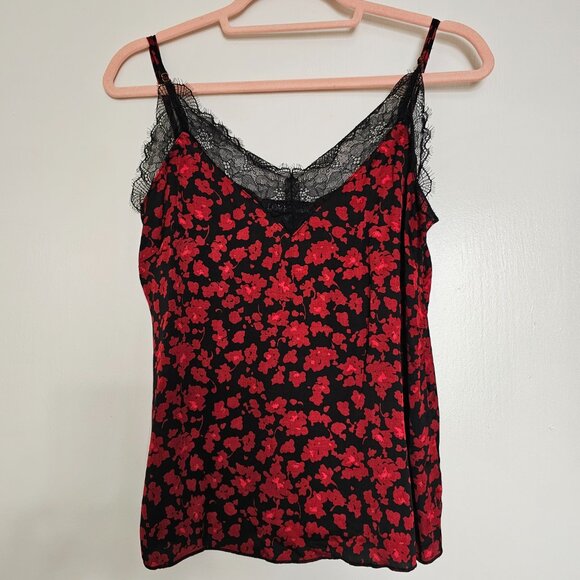 NWT!! Love Stories Camelia Spaghetti Strap Lace-Trim Cami Tank, M, Bordeaux - Picture 2 of 8